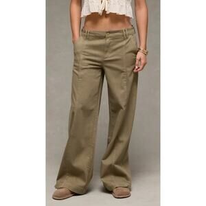 American Eagle Wide Leg Cuffed Trouser Army Sage Green EUC Sz 4